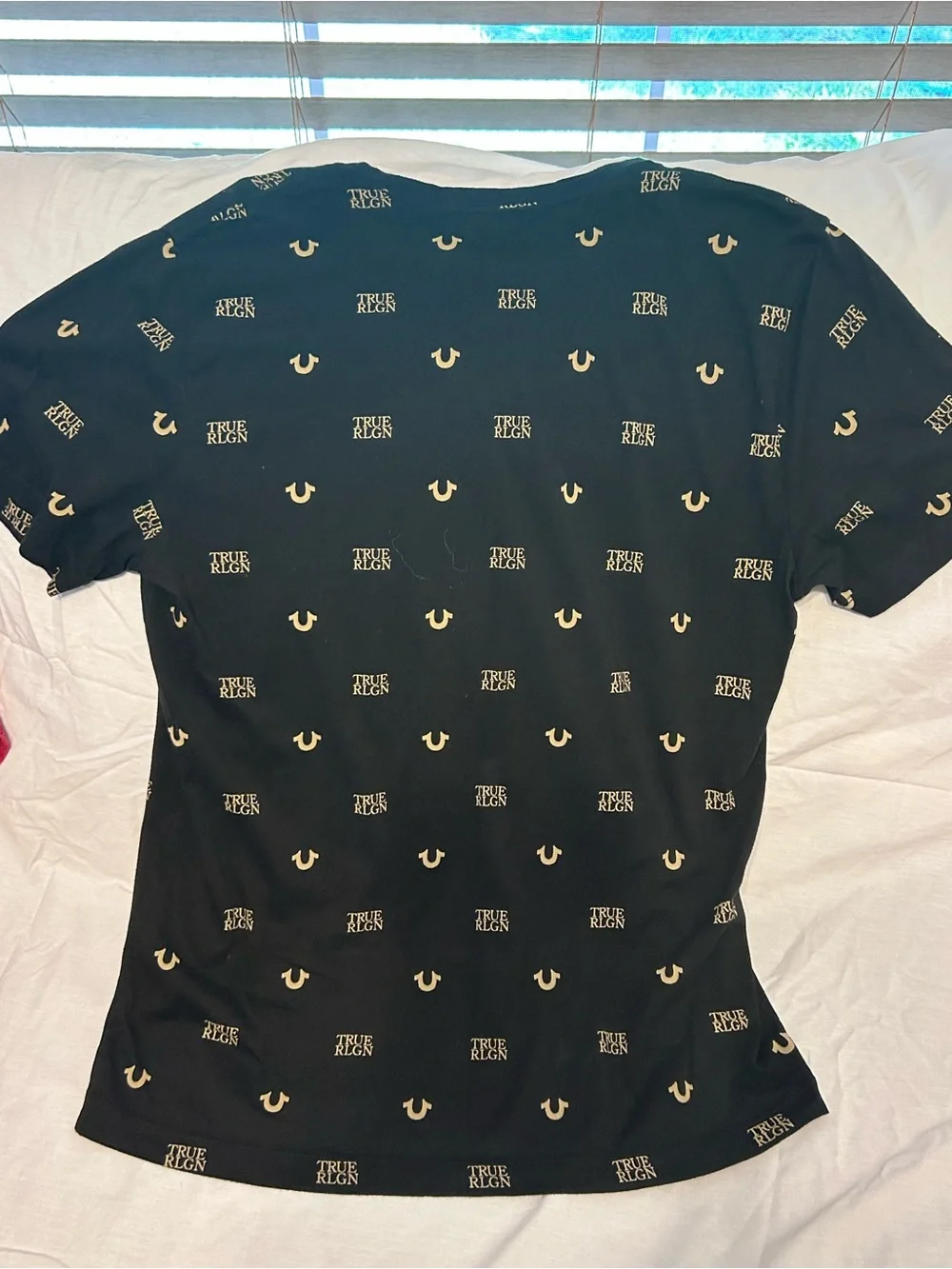 True Religion Black Short-Sleeve Logo Allover Tee